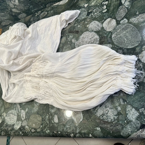 Free People Oversized Linen Cotton Blend Ruched Long Sleeves Top Sz Large - Picture 12 of 14